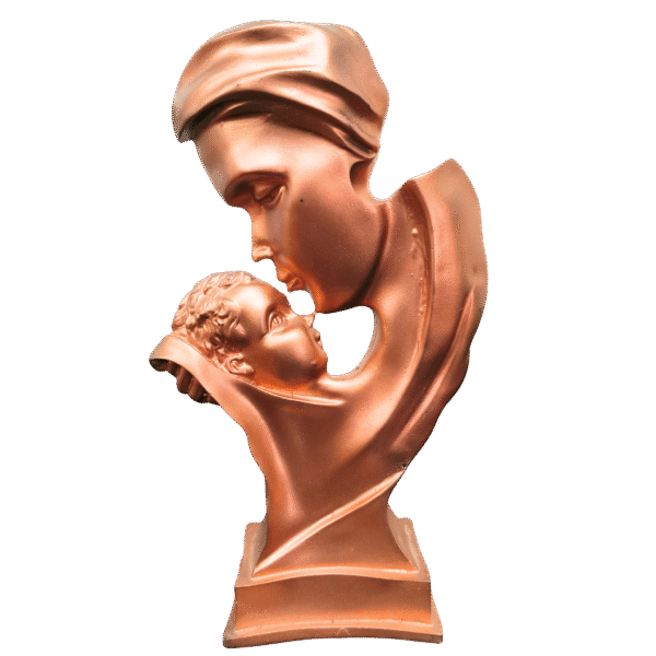 Mother & Child Elegant Statue – Resin Sculpture with Bronze Finish for Home Décor